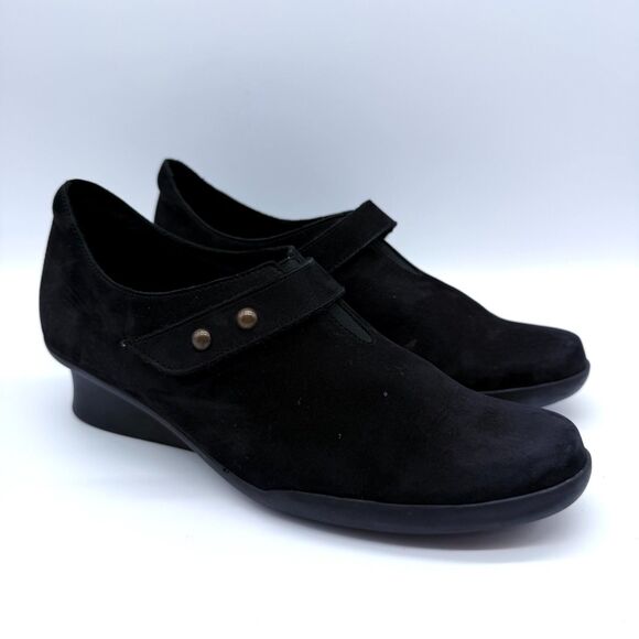 Arche Black Nubuck Wedge Slip On Loafers Hook and Loop Women's Size 8 EU 39 - Picture 1 of 9